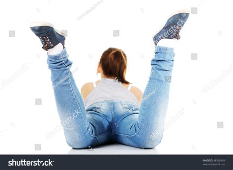 Back View Teen Girl Lying On Foto Stock Shutterstock