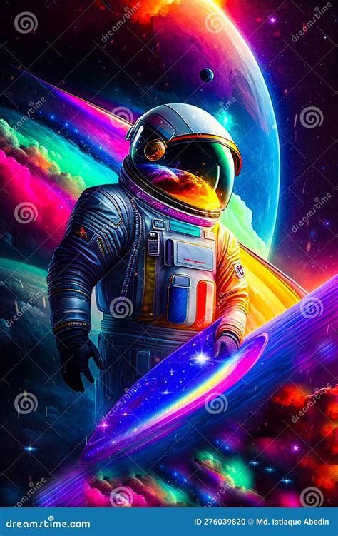 Astronaut Unfolding The Multiverse Colorful Space Rainbow Galaxy Time