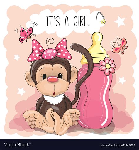 Cute Cartoon Monkey Girl Royalty Free Vector Image