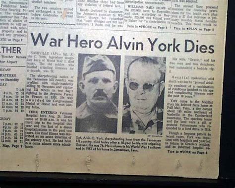 World War I Hero Sergeant Alvin C Yorks Death Report