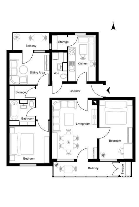 An interior design company wants to prepare a detailed presentation of a project and demonstrate this drawing element is a basis for all types of floor plan services. Draw a floor plan in coreldraw by Roplans