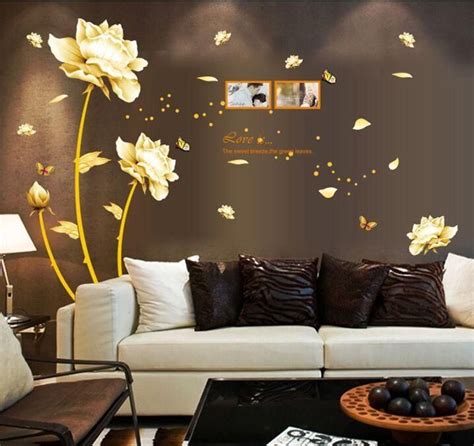 Golden Time Riches And Honour Flowers Chinese Style Diy Wall Stickers