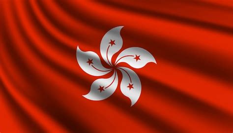 Hong Kong Flag Waving Abstract Background Premium Vector
