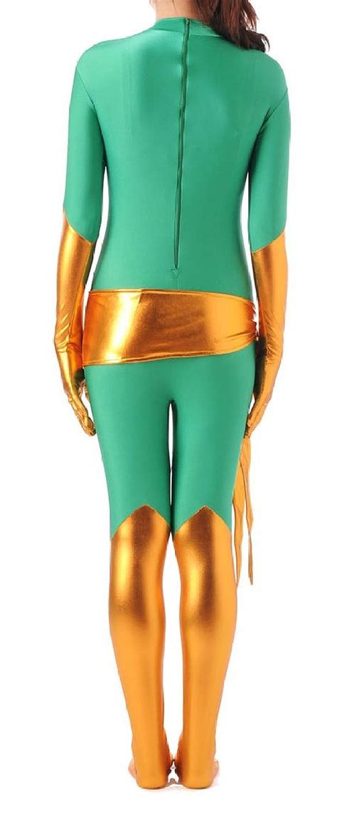 Shiny Metallic Phoenix Unitard Bodysuit Catsuit Zentai Suit For Women