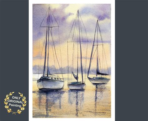 Sold Sailboats Painting Seascapes Original Art Boat Artwork Landscape