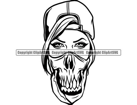 Gangster Girl Skull Bandanna Mask Gun Pistol Sexy Woman Female Etsy