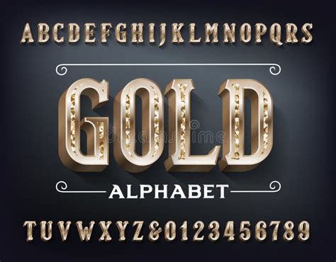 Ornate Gold Alphabet Font Fancy Golden Letters And Numbers With