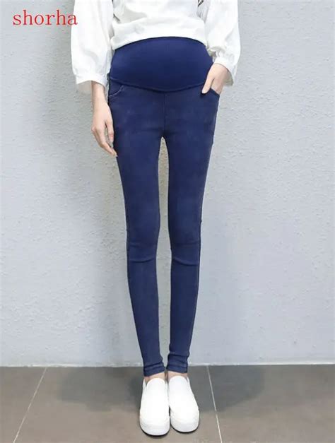 Denim Look Elastic Maternity Pencil Pants Autumn Belly Legging