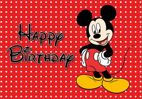 7x5ft Red Polka Dots Happy Birthday Mickey Mouse Red Dress Custom Photo