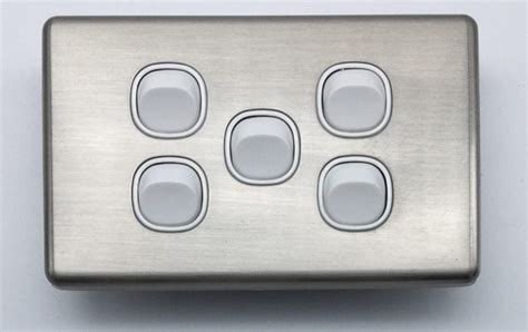 Slim Double Gpo Outlet Light Switch Plate Silver Cover Metal Stainless