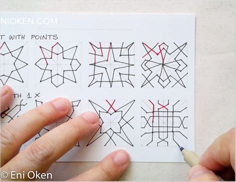 Knotted Star Medallions Video Lesson — EniOken.com Tangle Doodle
