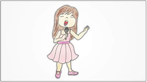 How To Draw A Girl Singing With Microphone Step By Step