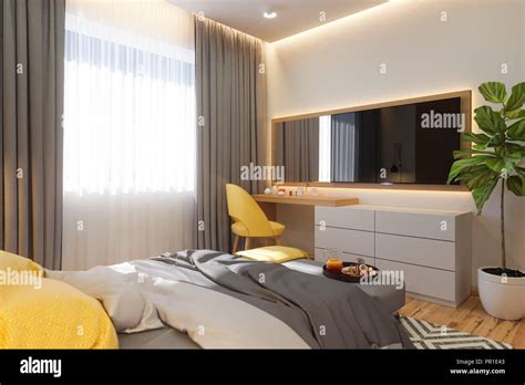 3d Illustration Bedroom Interior Design Concept Visualization Of The