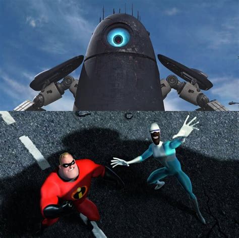 Mr Incredible And Frozone Vs Robot Probe By Darkmoonanimation On
