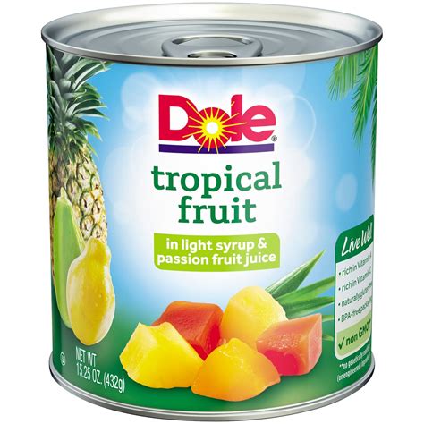 Dole Mixed Tropical Fruit In Light Syrup And Passion Fruit