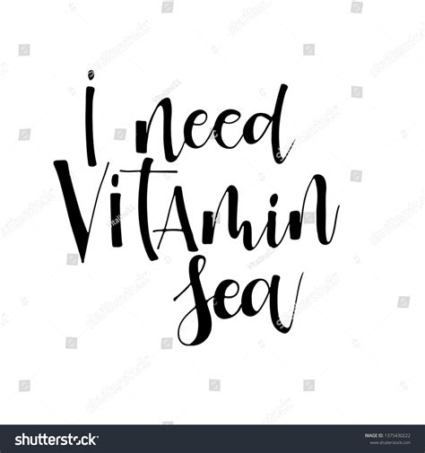 Need Vitamin Sea Phrase Card Hand Stock Vector Royalty Free