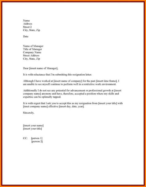 Resignation Letter Sample One Month Notice Letter Daily References