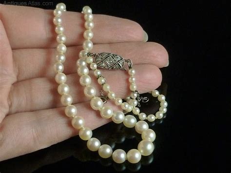 Antiques Atlas Victorian Pearl Necklace With Diamond Clasp