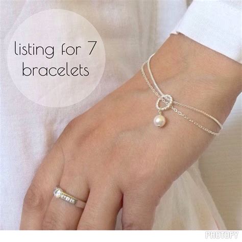 Set Of 7 Bridesmaids Pearl Bracelet Swarovski Pearl Etsy Canada