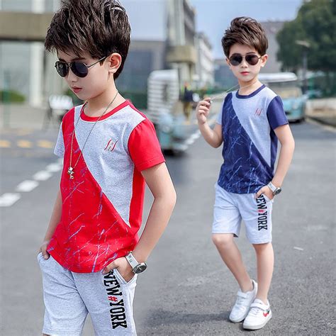 Boys Clothes Summer Clothing Set 2019 New Fashion Patchwork O Neck