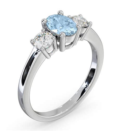 Aquamarine 070ct And Diamond 050ct 18k White Gold Ring Item Fet23 Cy