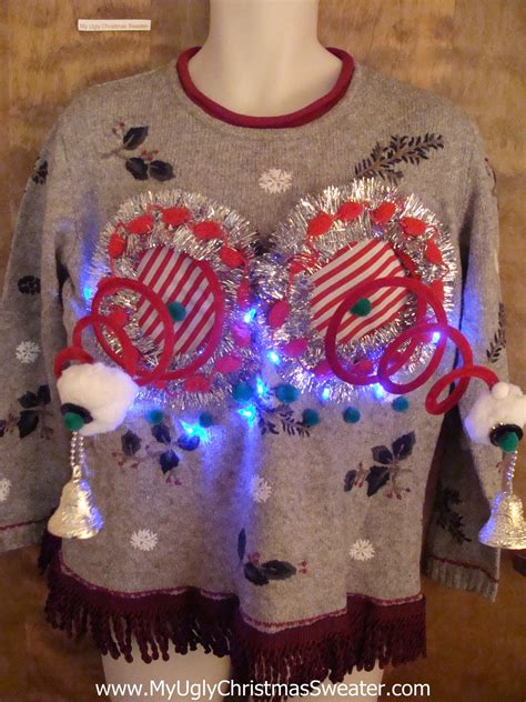 Crazy Tacky Christmas Naughty Sweater With Lights My Ugly Christmas