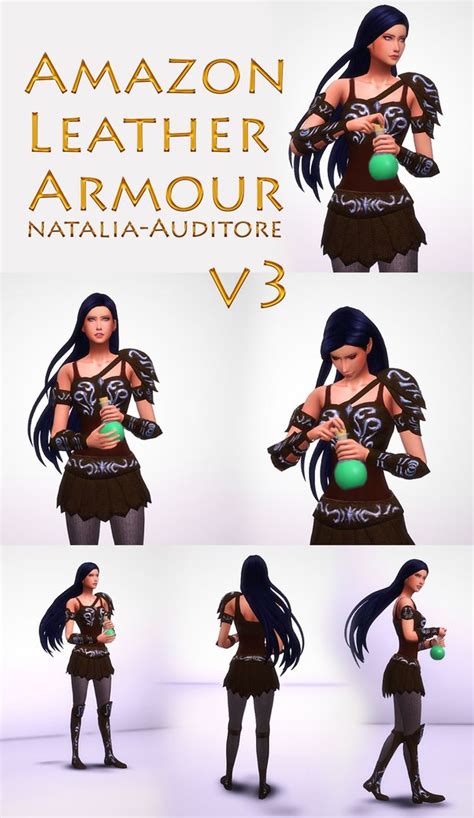 Amazon Leather Armour 3 Natalia Auditore On Patreon In 2020 Sims 4
