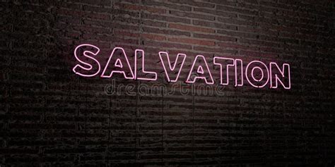 Salvation Realistic Neon Sign On Brick Wall Background 3d Rendered Royalty Free Stock Image