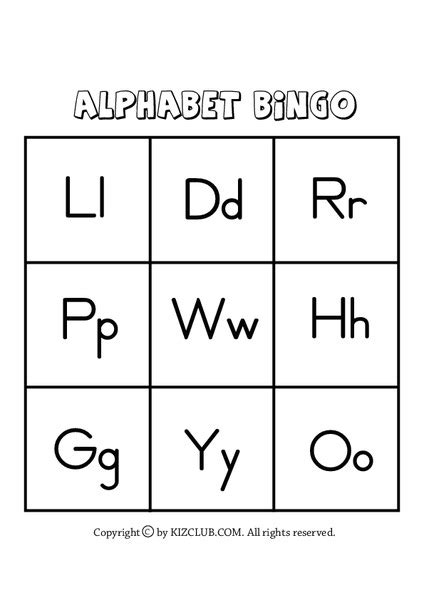 Alphabet Bingo Graphic Organizer for Pre-K - 1st Grade ...