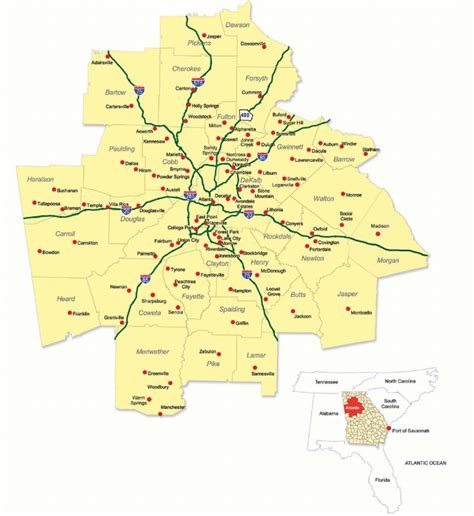 29 Counties Atlanta Map Metro Atlanta Map