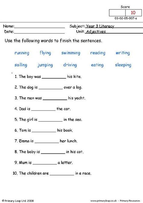 english worksheets  grade   st grade worksheets english