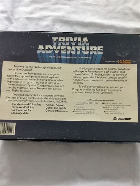 Pressman 1983 Trivia Adventure Board Game Solar System Iq Etsy