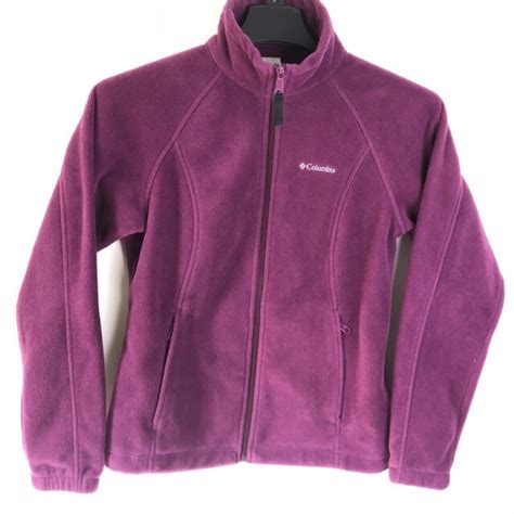 Columbia Womens Solid Plum Purple Full Zip Fleece Jacket Size Medium