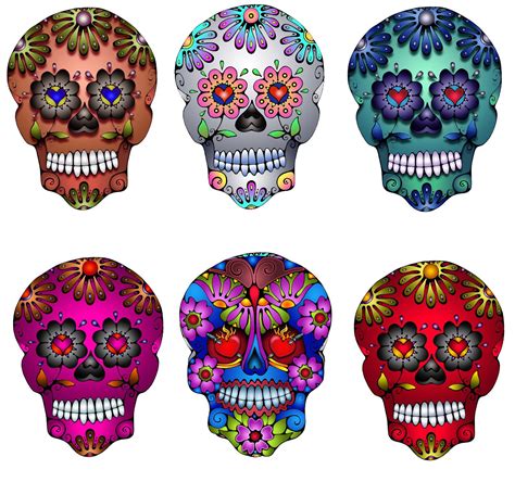 Mexican Folk Art Silver Day Of The Dead Sugar Skull Decal By