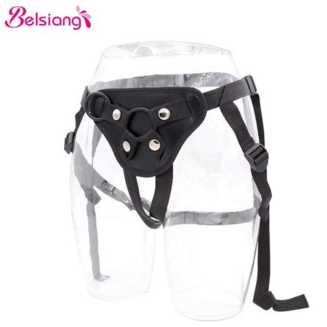 Belsiang Leather Strap On Dildo Pants Strapon Harness Strap On Penis