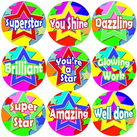 144 Superstar 30mm Reward Stickers For Teachers Parents Party Bags