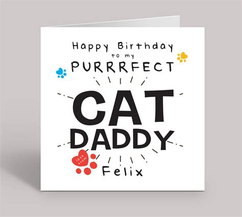 Cat Dad Card Happy Birthday To My Purrrfect Cat Dad Funny Etsy Uk