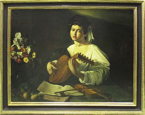 After Caravaggio The Lute Player Oil On Canvas Cm X Cm Framed