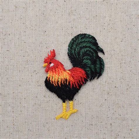 Rooster Chicken Rhode Island Red Iron On Applique Embroidered Patch 158424a Etsy Sewing