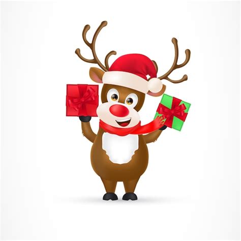 Christmas Reindeer Cartoon Character Free Vector
