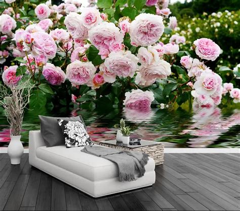 Custom 3d Stereoscopic Photo Wallpaper Luxury Rose Garden Pink Rose