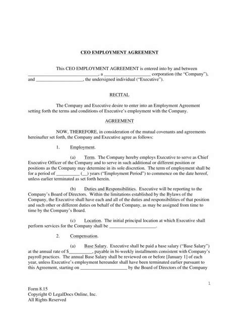 Free 11 Executive Employment Agreement Templates In Pdf