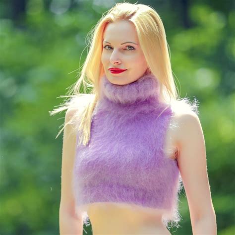 Fuzzy Purple Cropped Mohair Sweater Top Supertanya Made To Order Supertanya