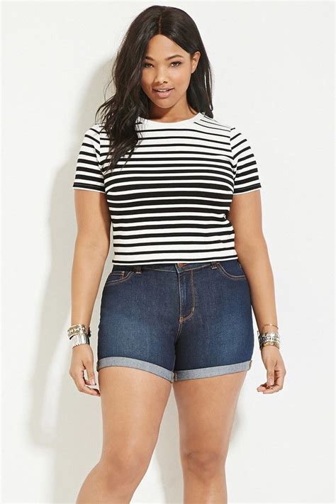Forever 21 Forever 21 Plus Size Striped Crop Top Plus Size Short