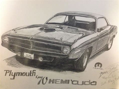 1970 Plymouth Hemi Cuda Drawing By Moparhead On Deviantart