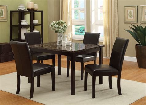 Shop table and chair sets for: 5pc Dining Room Table w/4 Side Chairs Uph Black Seat Back ...