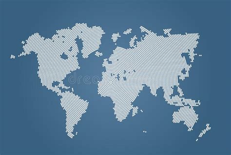 Dotted Blue World Map Isolated White Vector Stock Illustrations 952