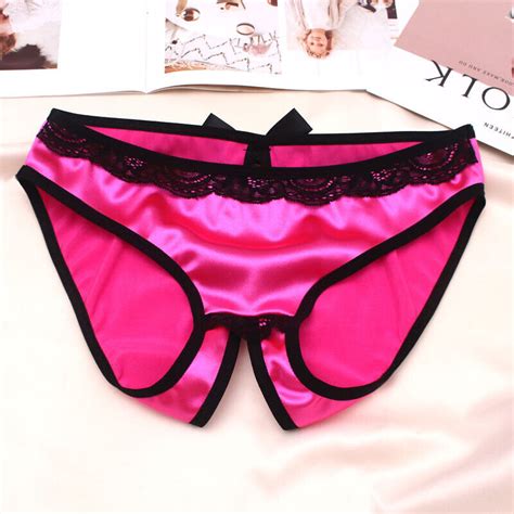 women silk satin crotchless thong g string panties lingerie underwear briefs ebay