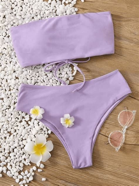 Purple Bandeau Bikini Bathing Suits Purple Bikini Tops For Women In