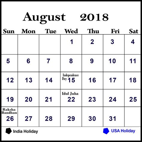 August 2018 Calendar Pdf Word Excel Free Printable Templates